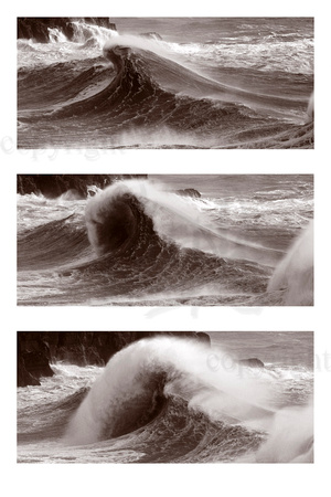 Big wave sequence Porth Ceiriad black and white photoCWSQ