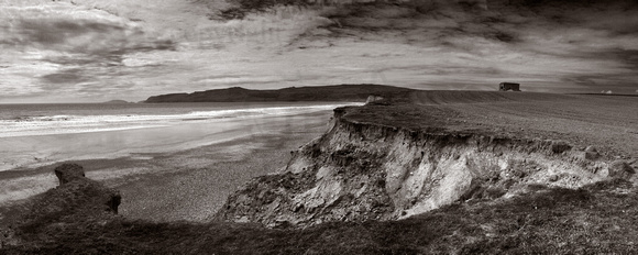 Porth Neigwl, Hell's Mouth, panorama. PN P4bw