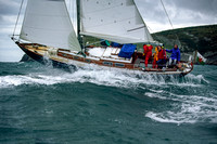 Yacht "Grenade",in large swell at St Tudwals sound Abersoch