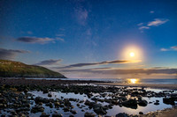 Hell's Mouth /Porth Neigwl Moon & milky way ,HMRM