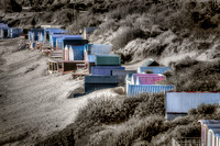 Beach huts , Abersoch, B&W & colour,BHORbw