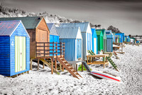 Beach huts Abersoch, b&w&colour,BHCSLbw