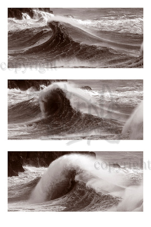 Big wave sequence Porth Ceiriad black and white photoCWSQ