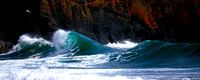 Porth Ceiriad waves, panoramic. PYR