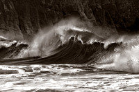 Porth Ceiriad stormy waves CHW bw